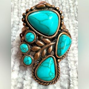5/$20🛍️Paparazzi Copper with Faux Turquoise Knuckle to Knuckle Ring